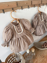 ［marron］Chocolate smock rompers