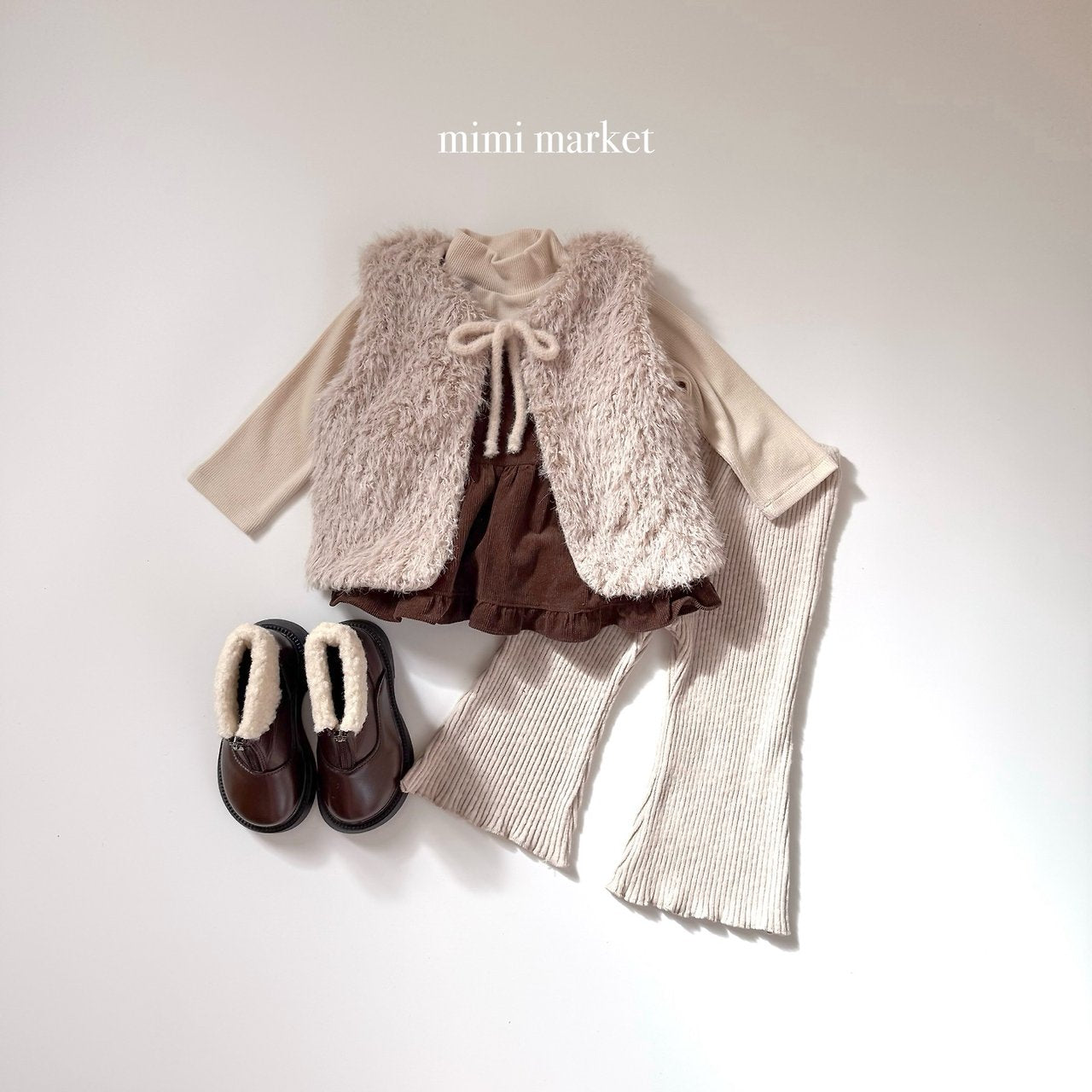[mimi market] Fur ribbon vest