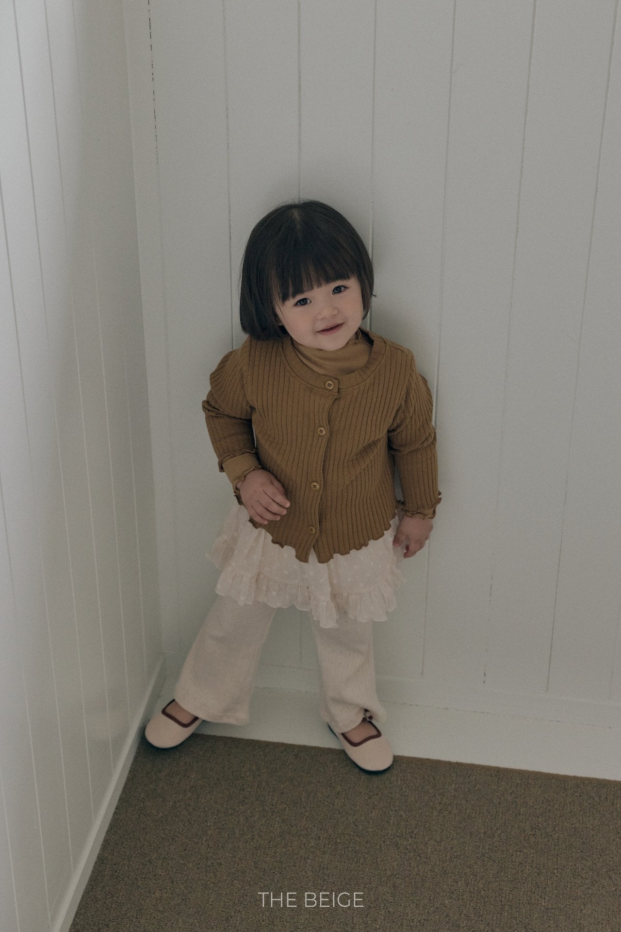 ［The beige］Ribbed Cardigan