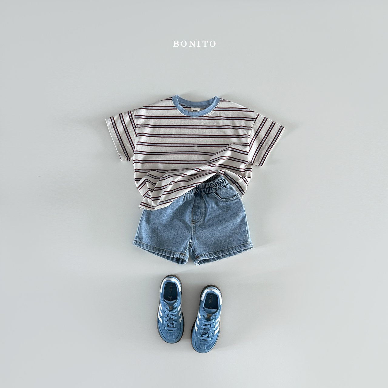 ［Bonito］Point neck stripe tee