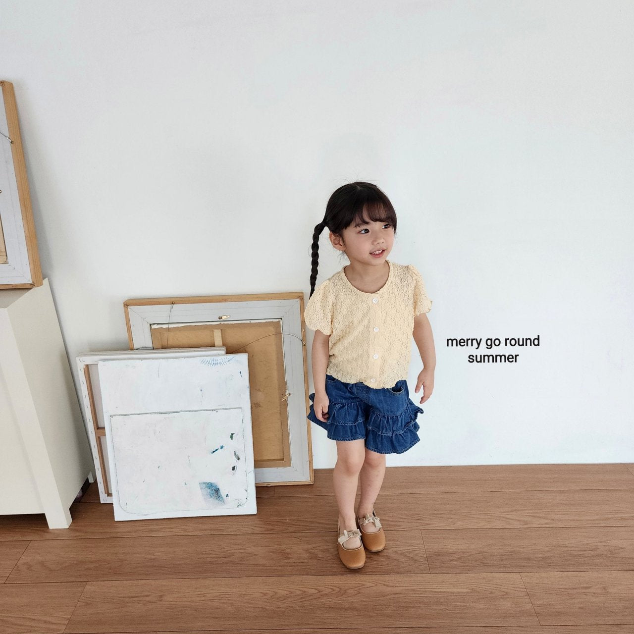 ［merry go round］Denim cancan half pants
