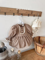 ［marron］Chocolate smock rompers