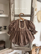 ［marron］Chocolate smock rompers