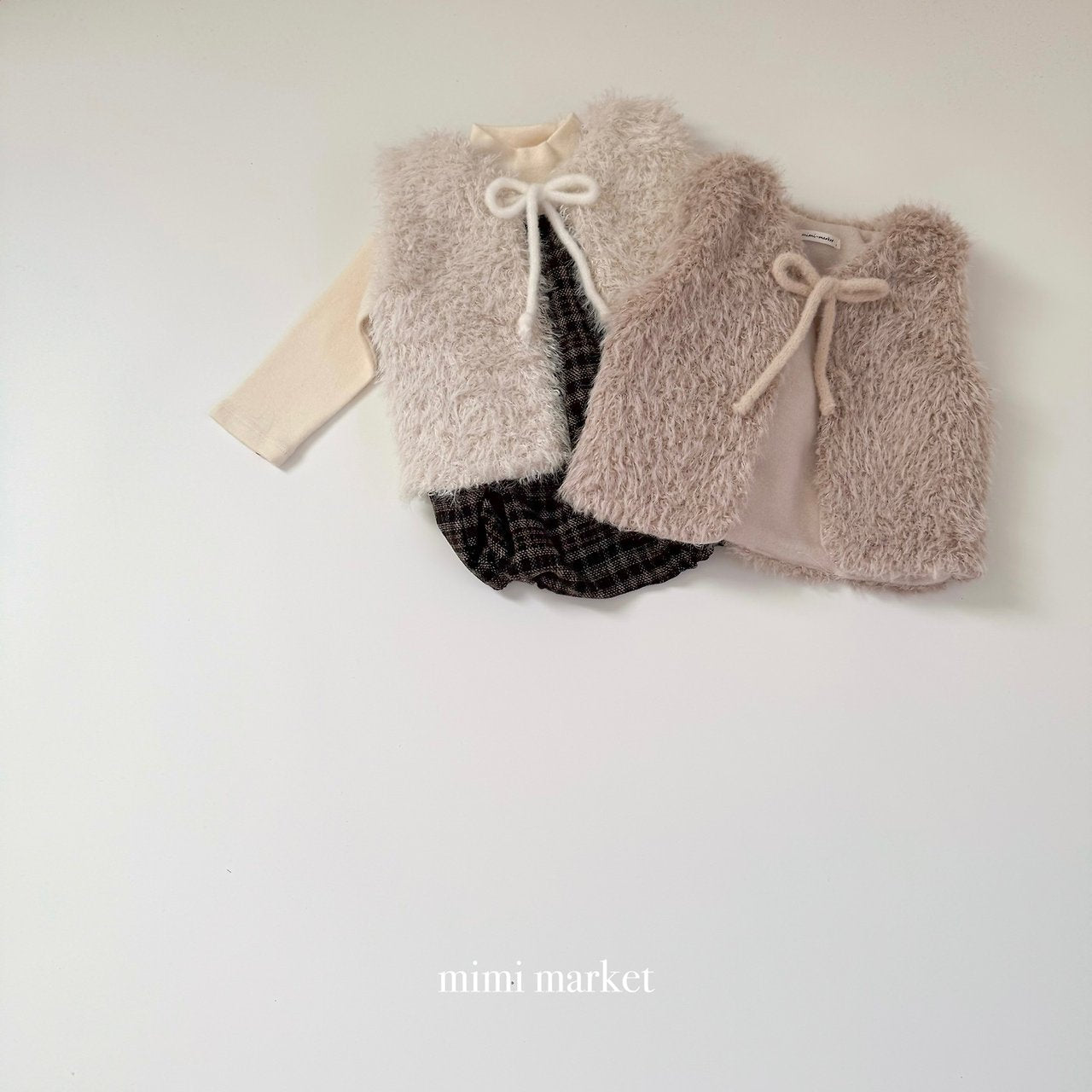 [mimi market] Fur ribbon vest