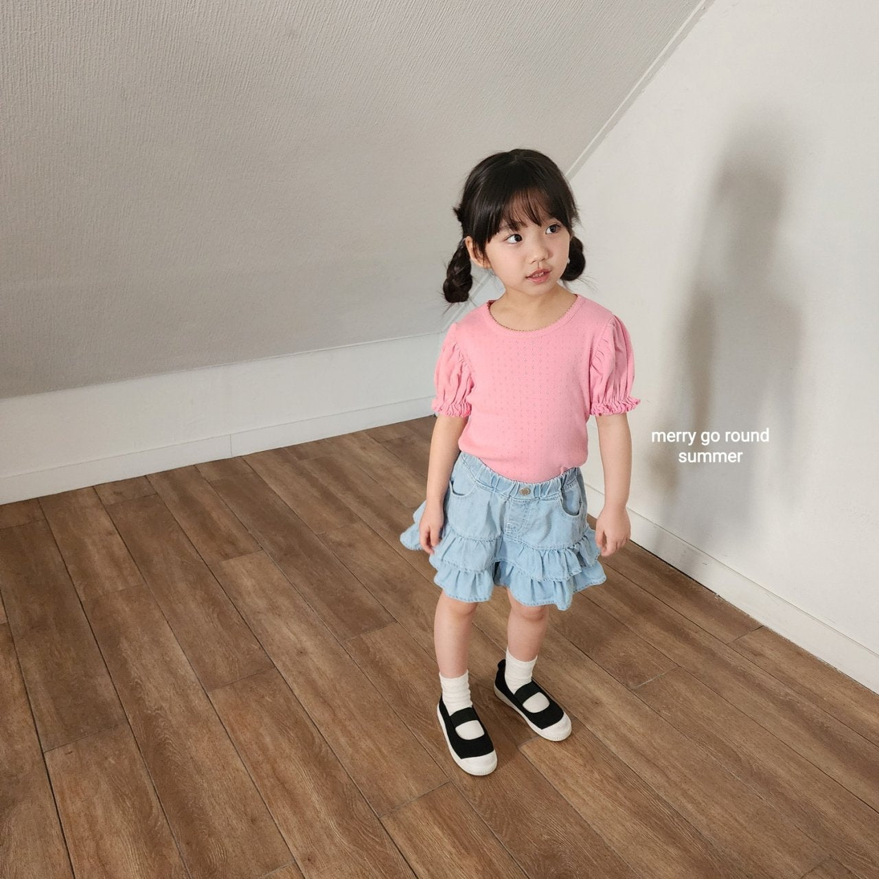 ［merry go round］Denim cancan half pants