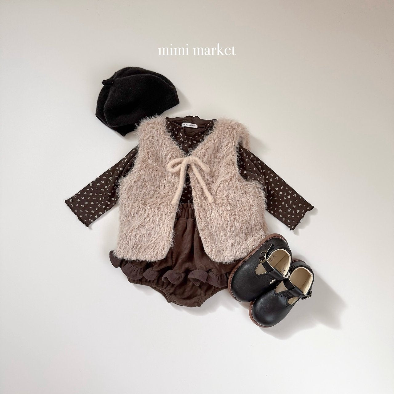 [mimi market] Fur ribbon vest