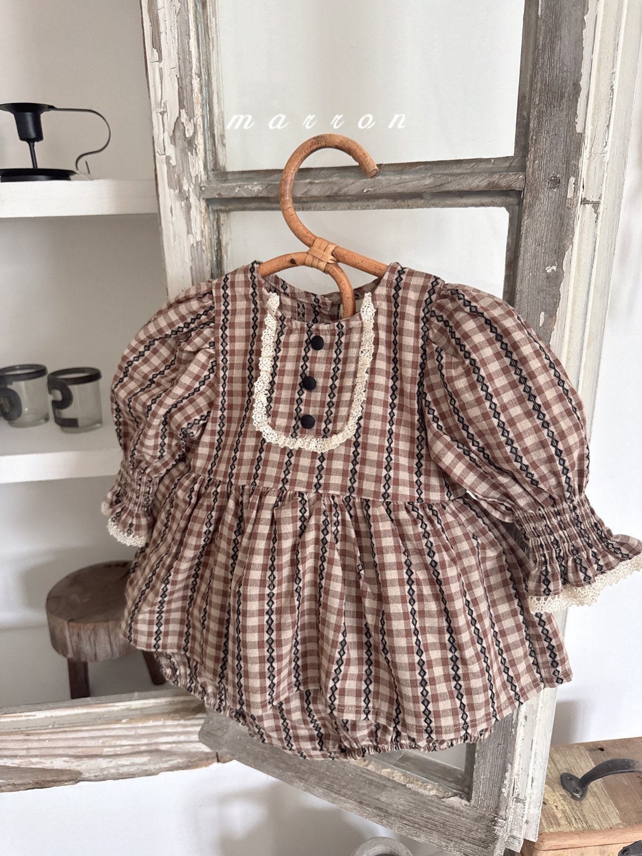 ［marron］Chocolate smock rompers