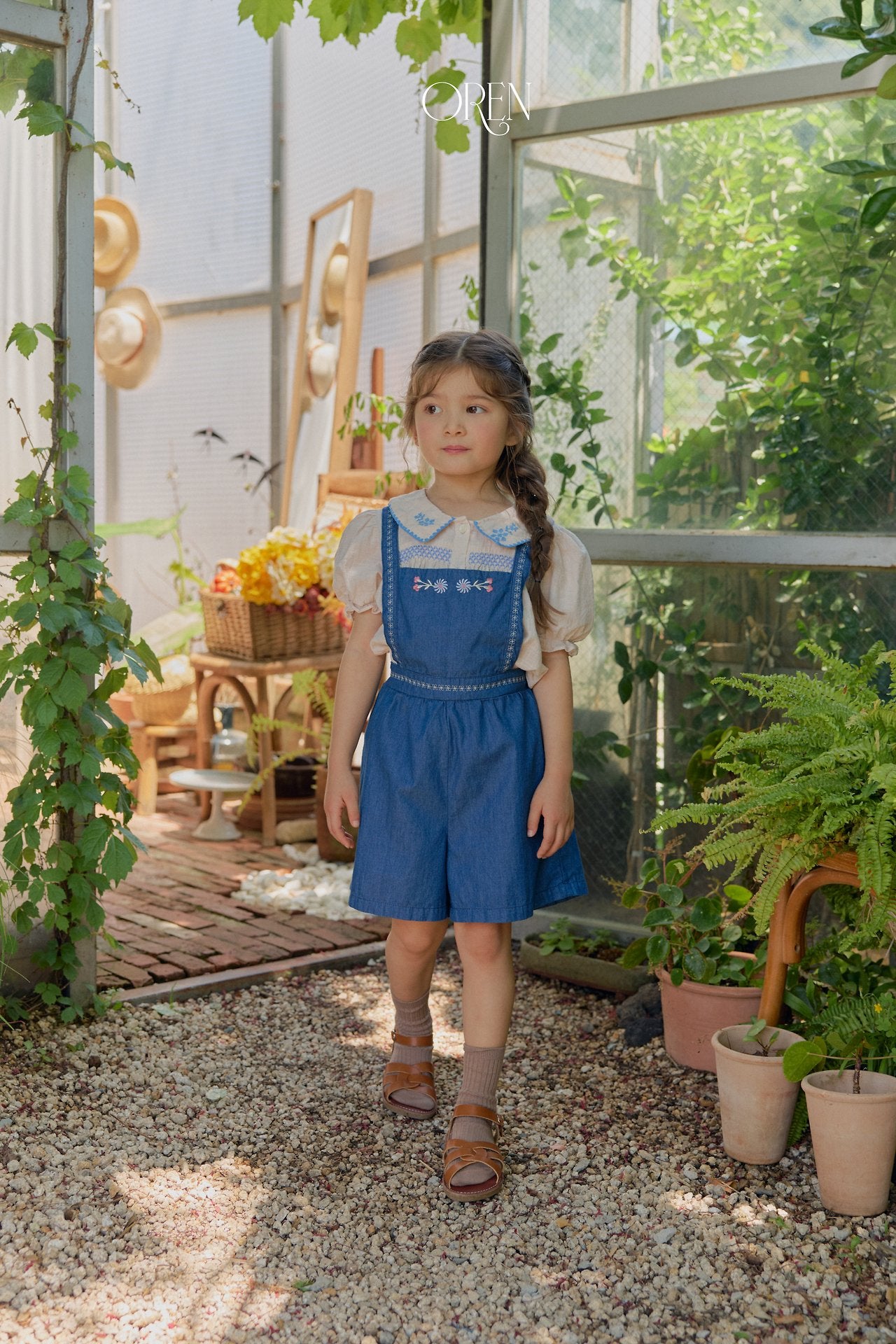 ［OREN］Soleil denim short overalls