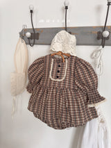 ［marron］Chocolate smock rompers