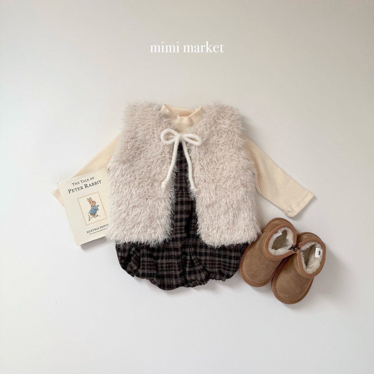 [mimi market] Fur ribbon vest