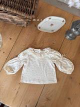 ［marron］Puff ribbon lace tops