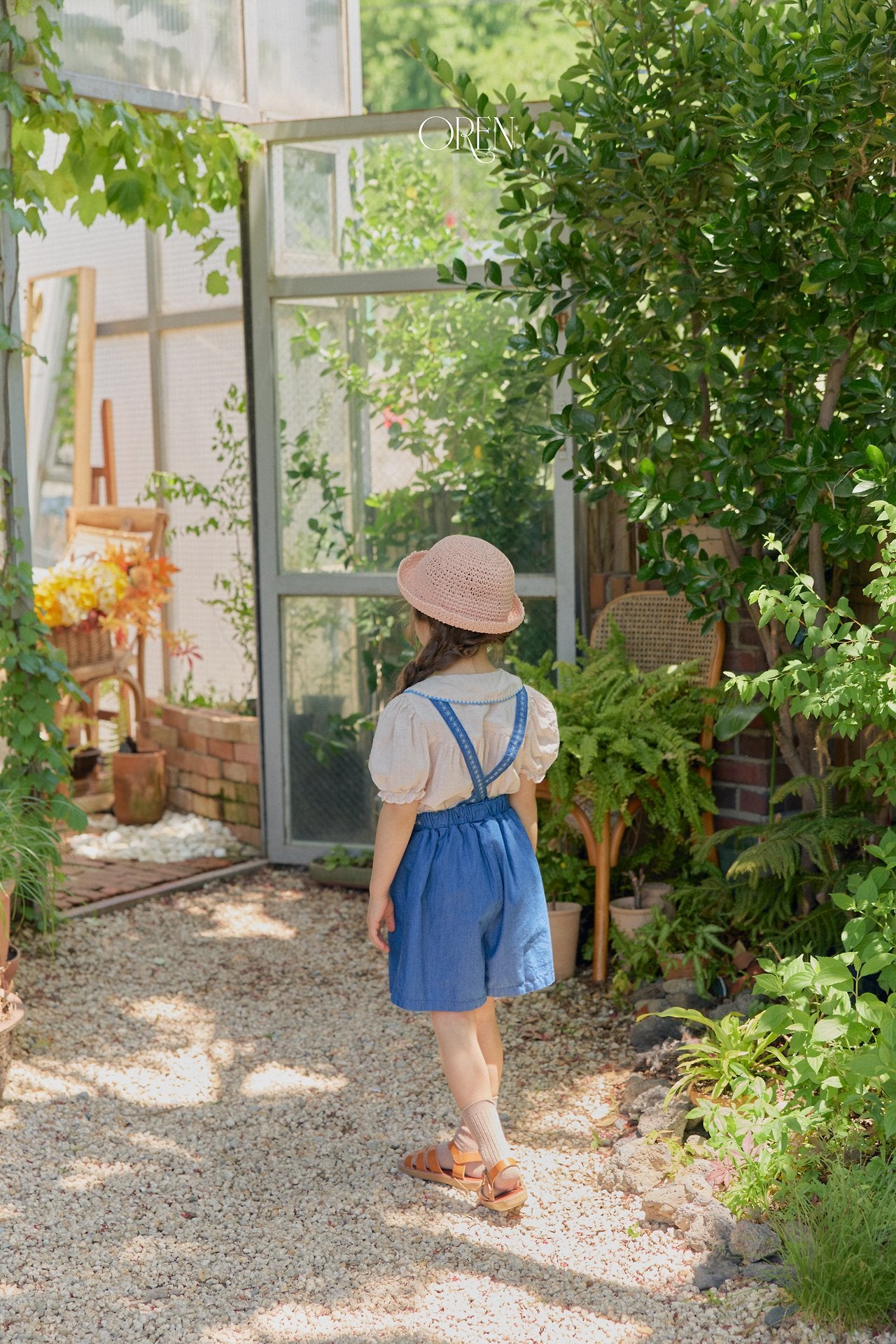 ［OREN］Soleil denim short overalls