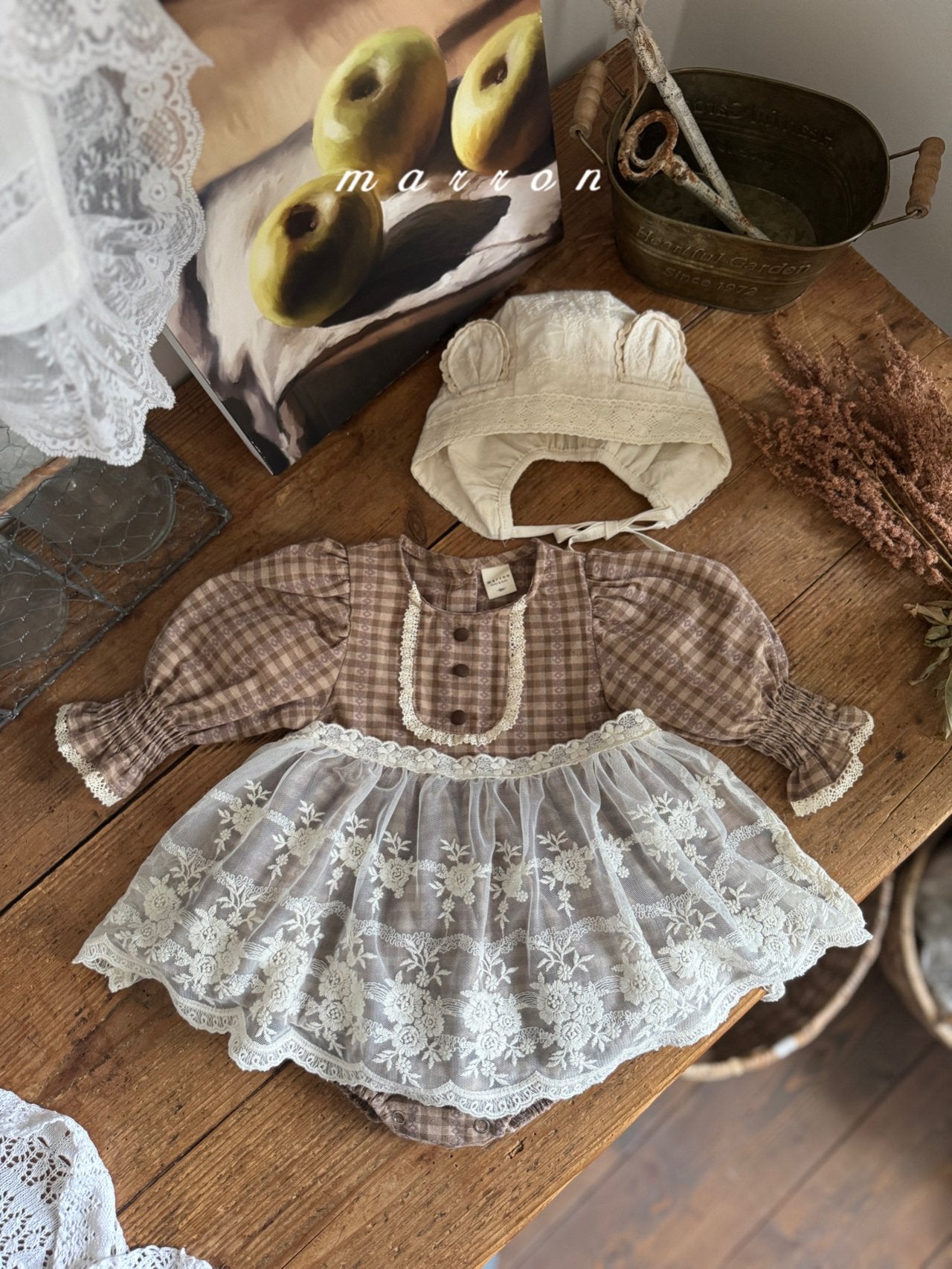 ［marron］Chocolate smock rompers