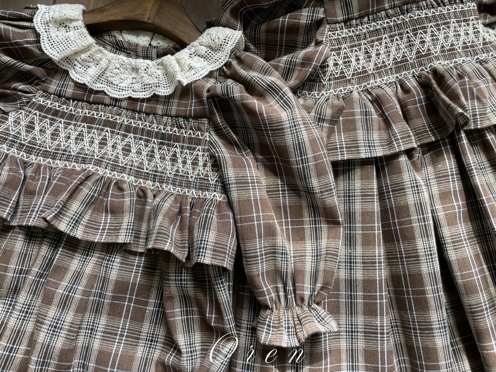 ［OREN］Chocolate check one-piece