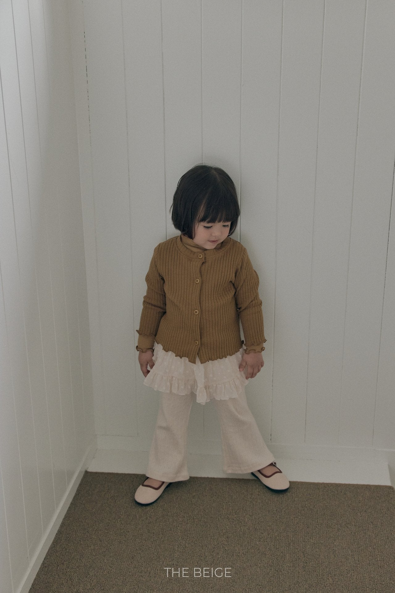 ［The beige］Ribbed Cardigan