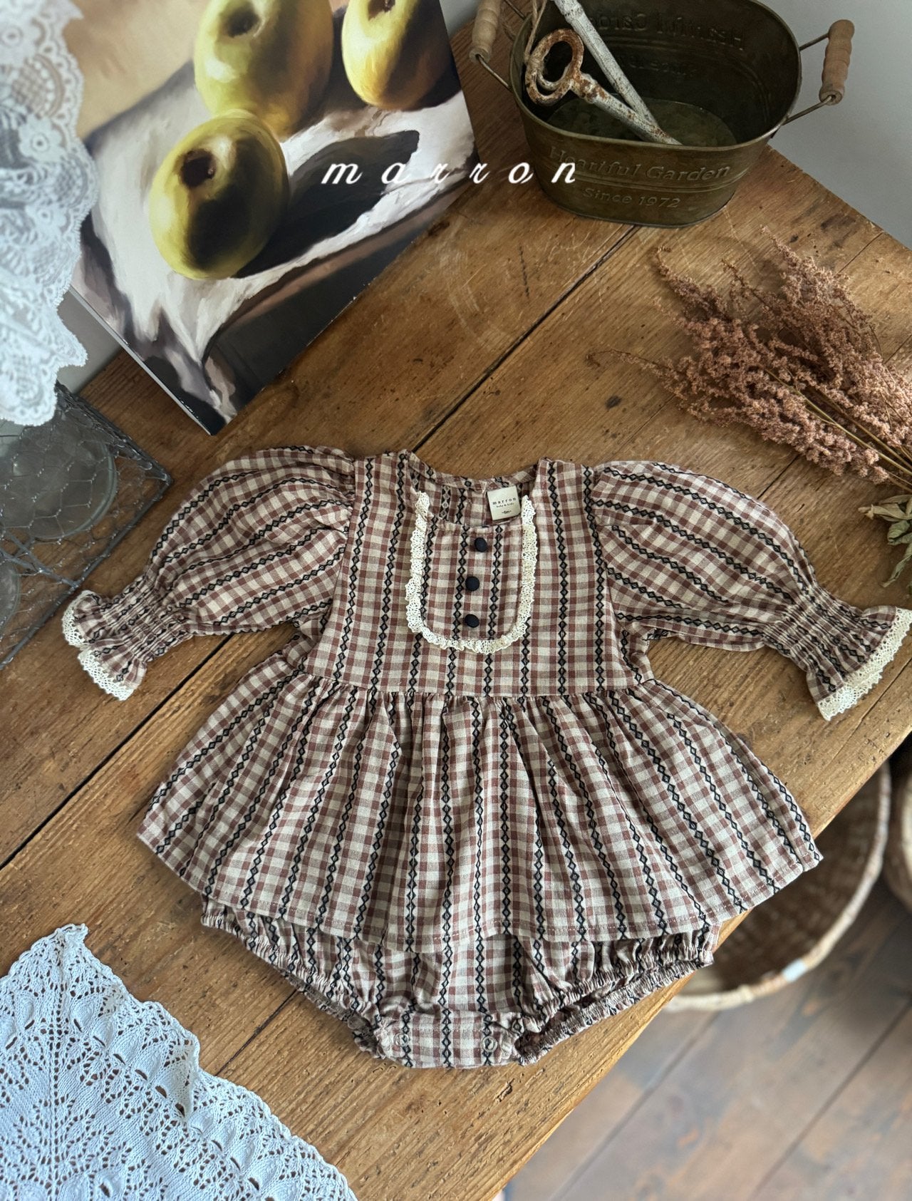 ［marron］Chocolate smock rompers