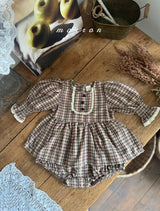 ［marron］Chocolate smock rompers