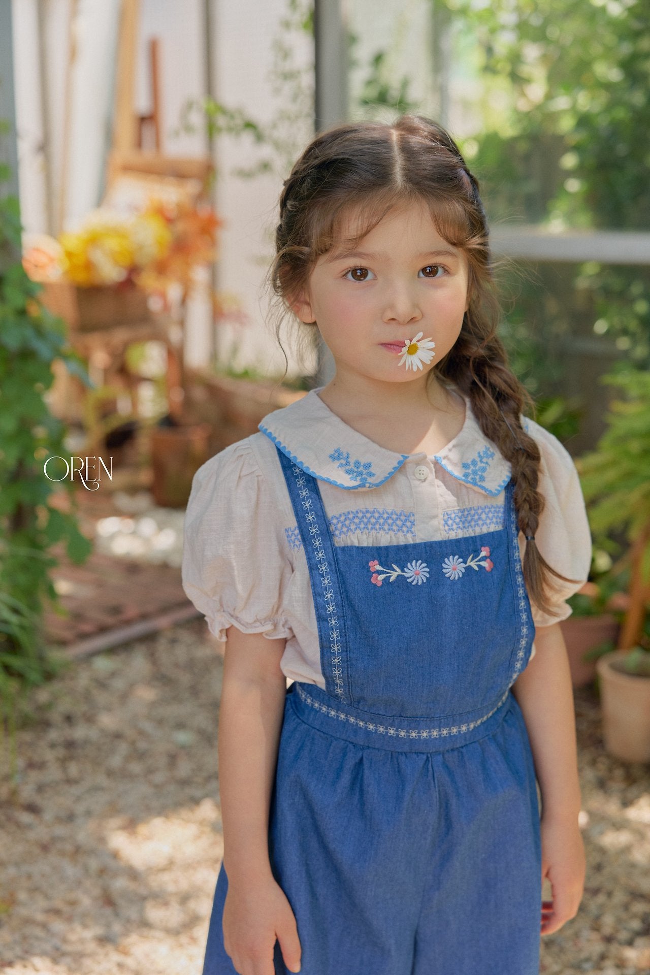 ［OREN］Soleil denim short overalls