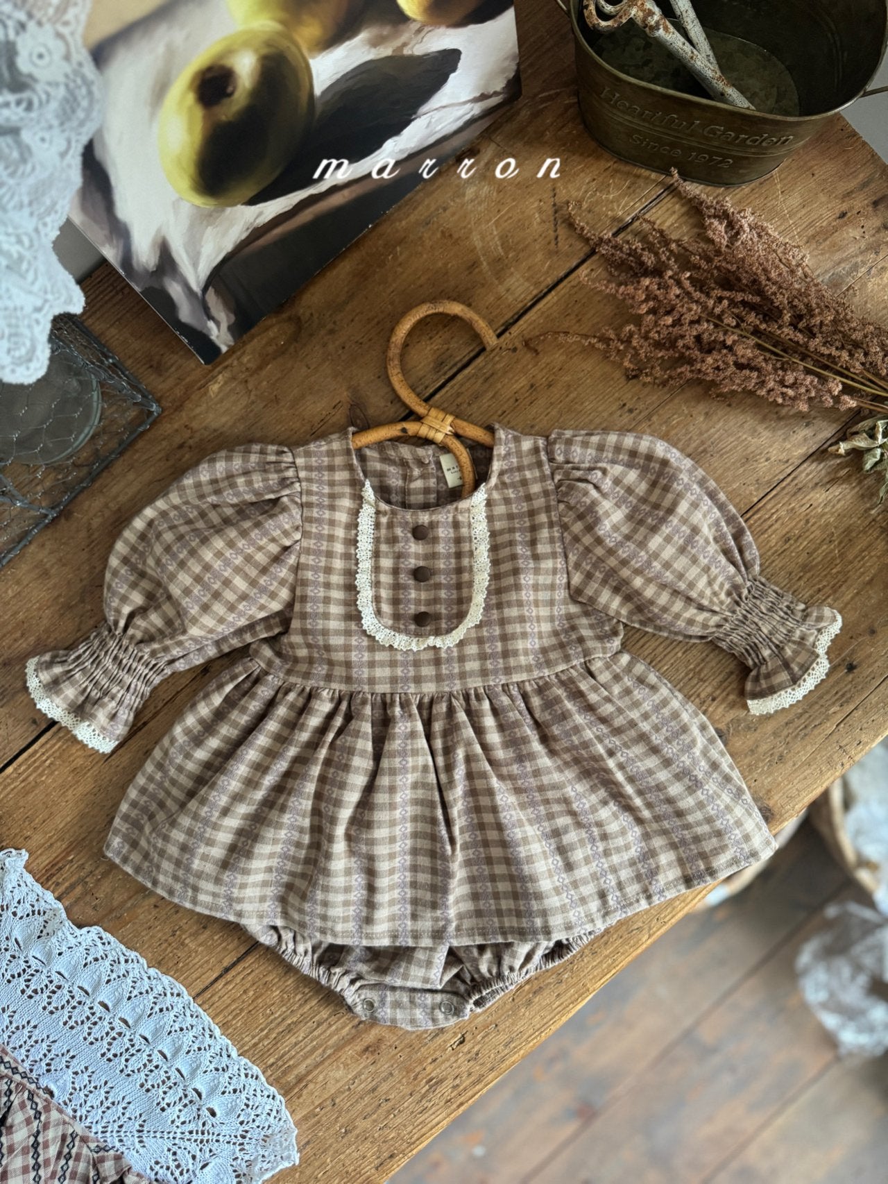 ［marron］Chocolate smock rompers