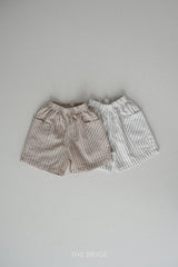 ［The beige］Pocket stripe half pants