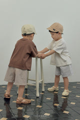 ［The beige］Pocket stripe half pants