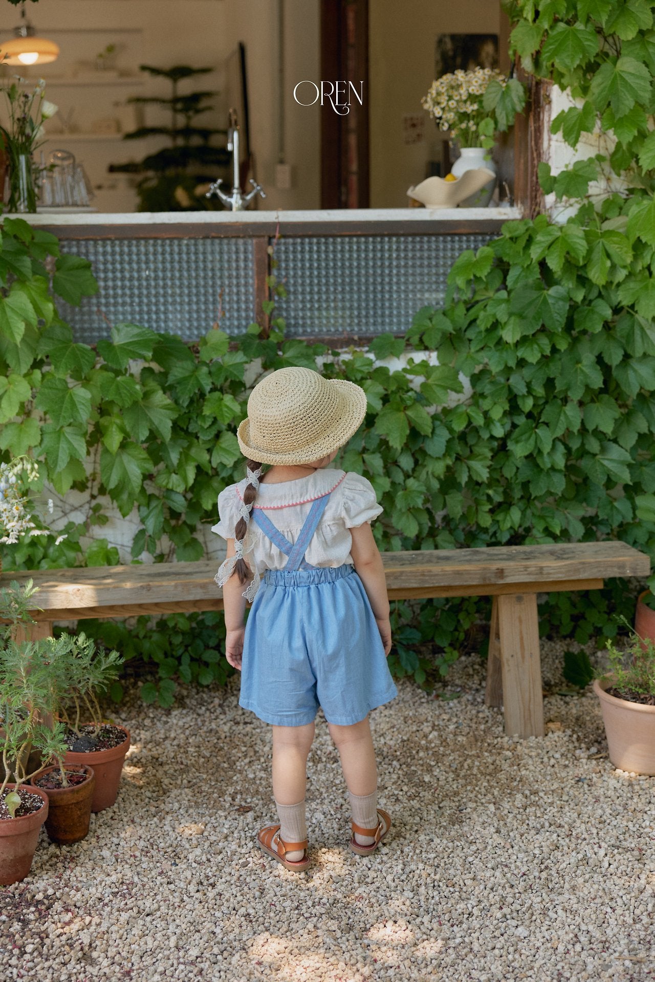 ［OREN］Soleil denim short overalls
