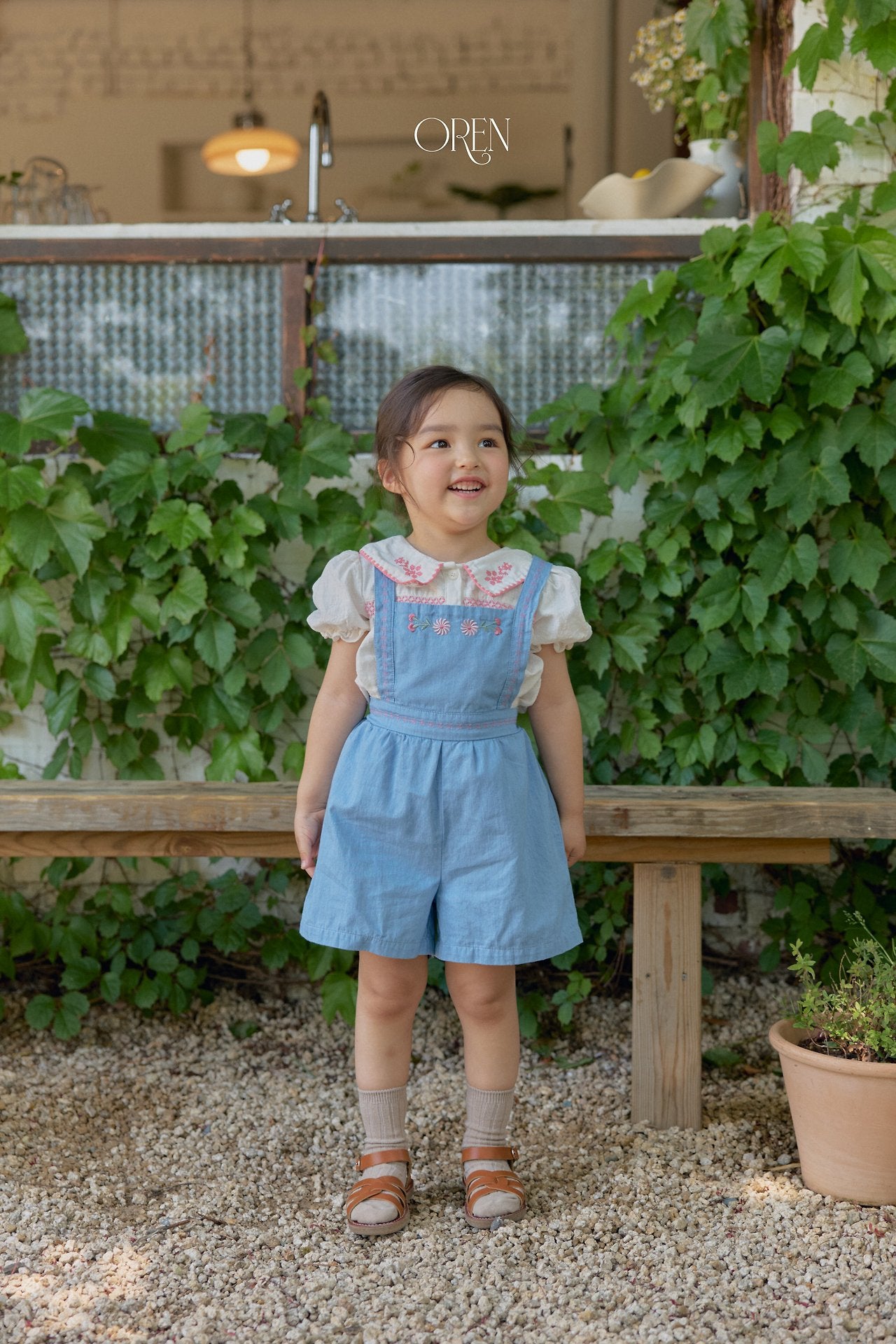 ［OREN］Soleil denim short overalls