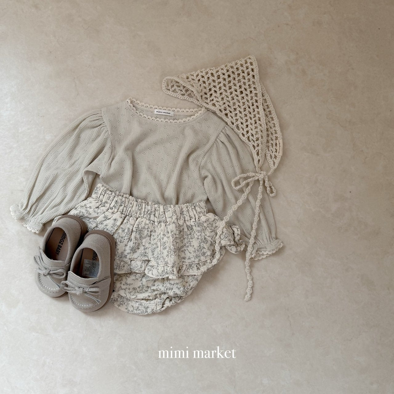 ［mimi market］Eyelet lace puff tops