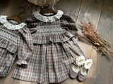 ［OREN］Chocolate check rompers