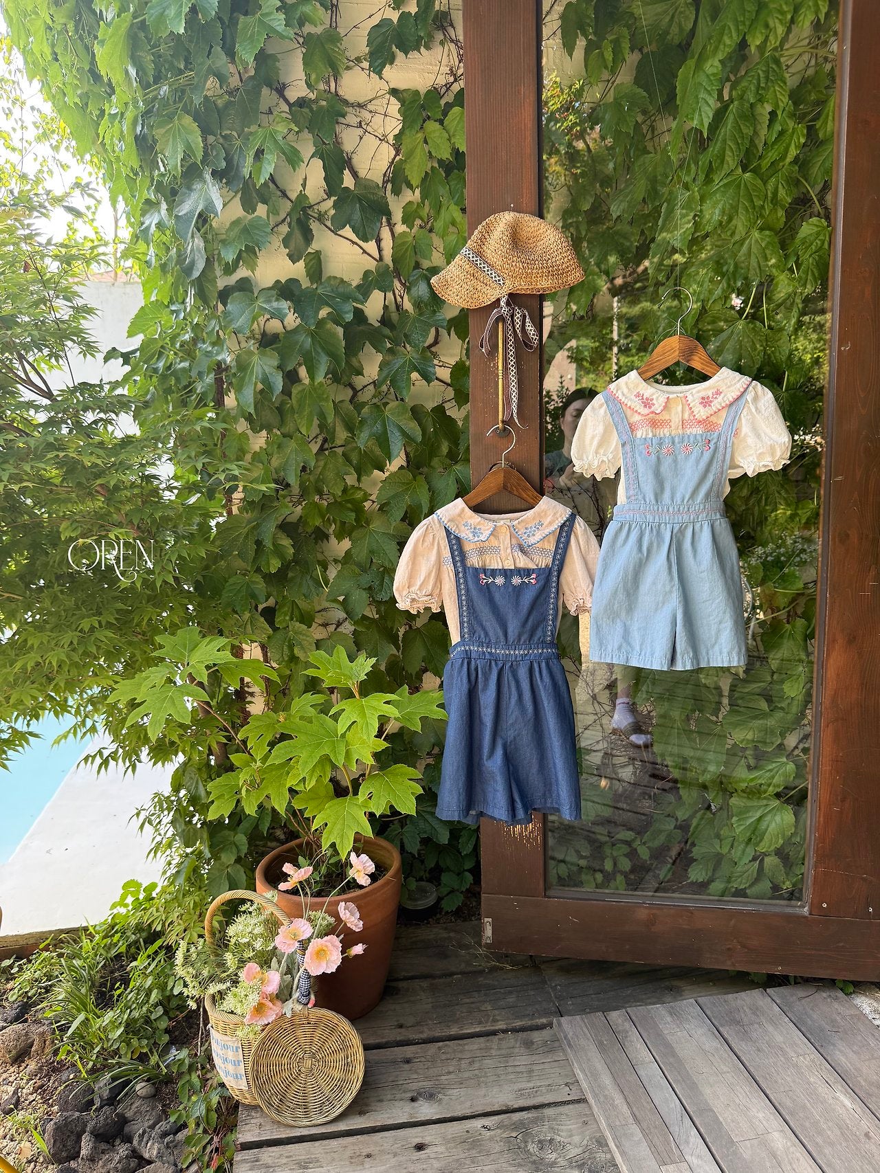 ［OREN］Soleil denim short overalls