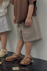 ［The beige］Pocket stripe half pants