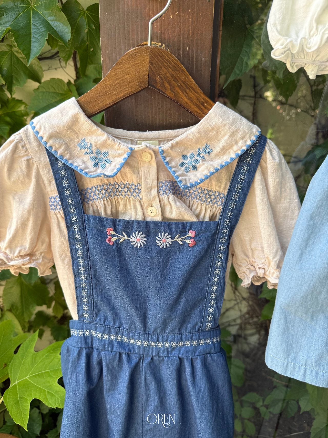 ［OREN］Soleil denim short overalls
