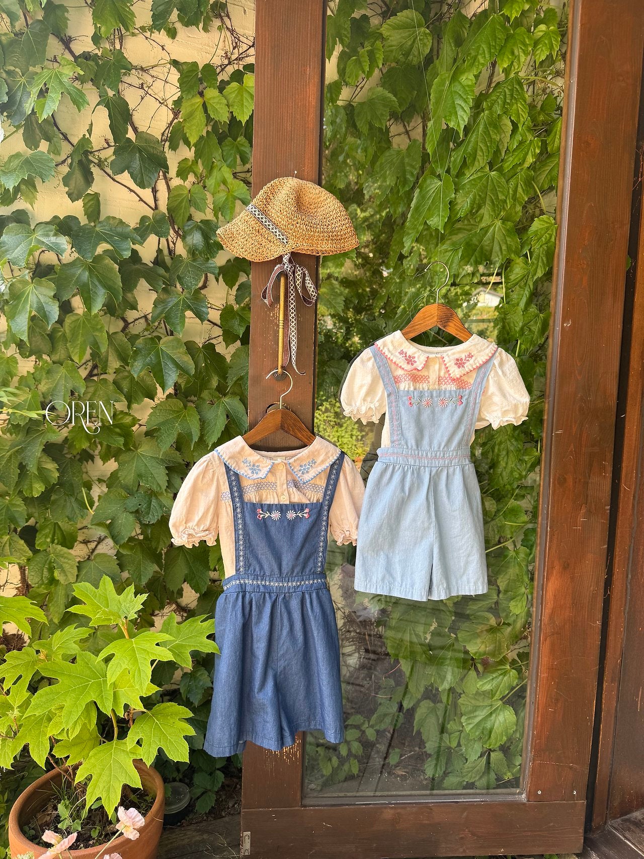 ［OREN］Soleil denim short overalls