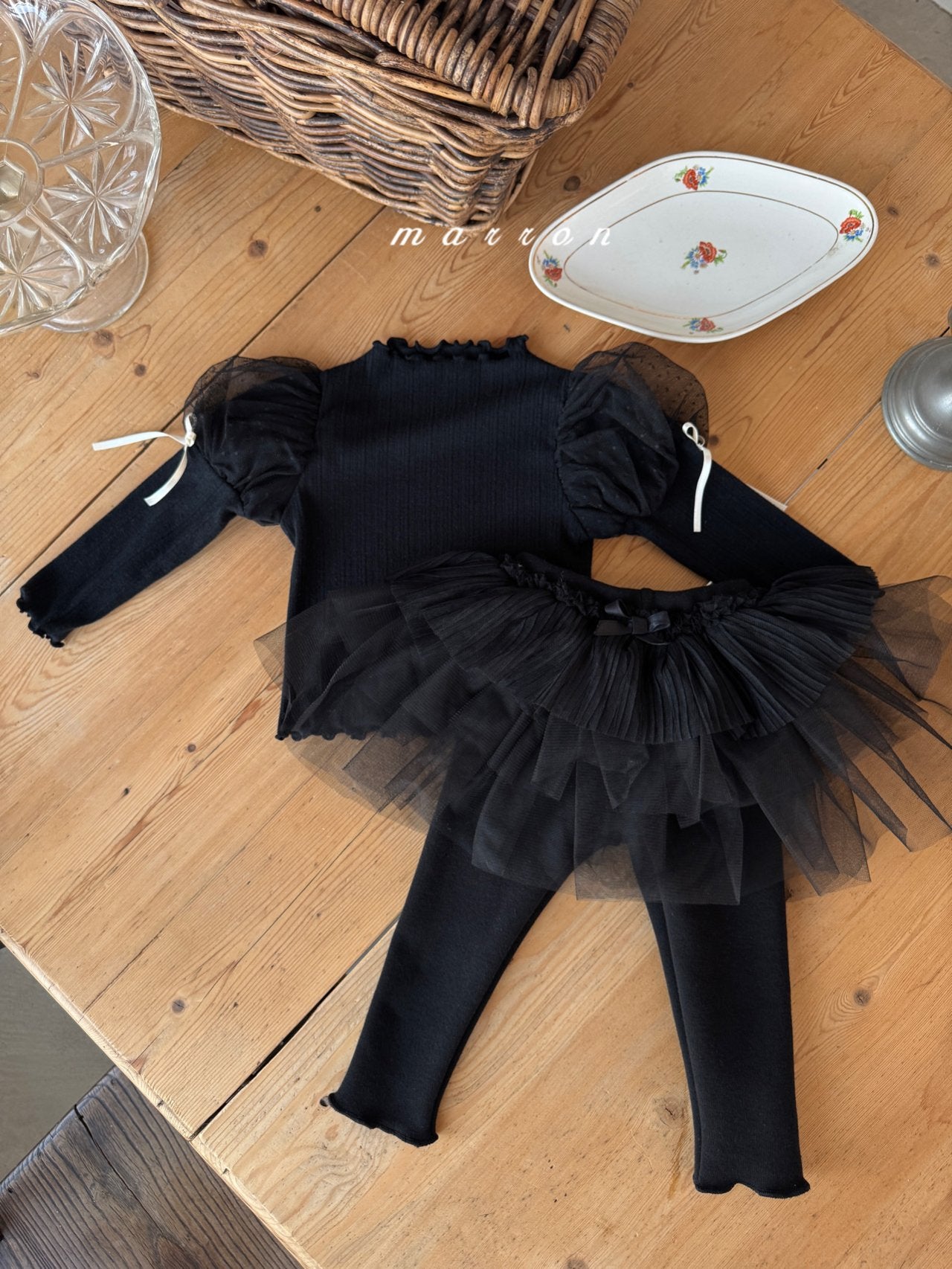 ［marron］Dot shasha ribbon tee