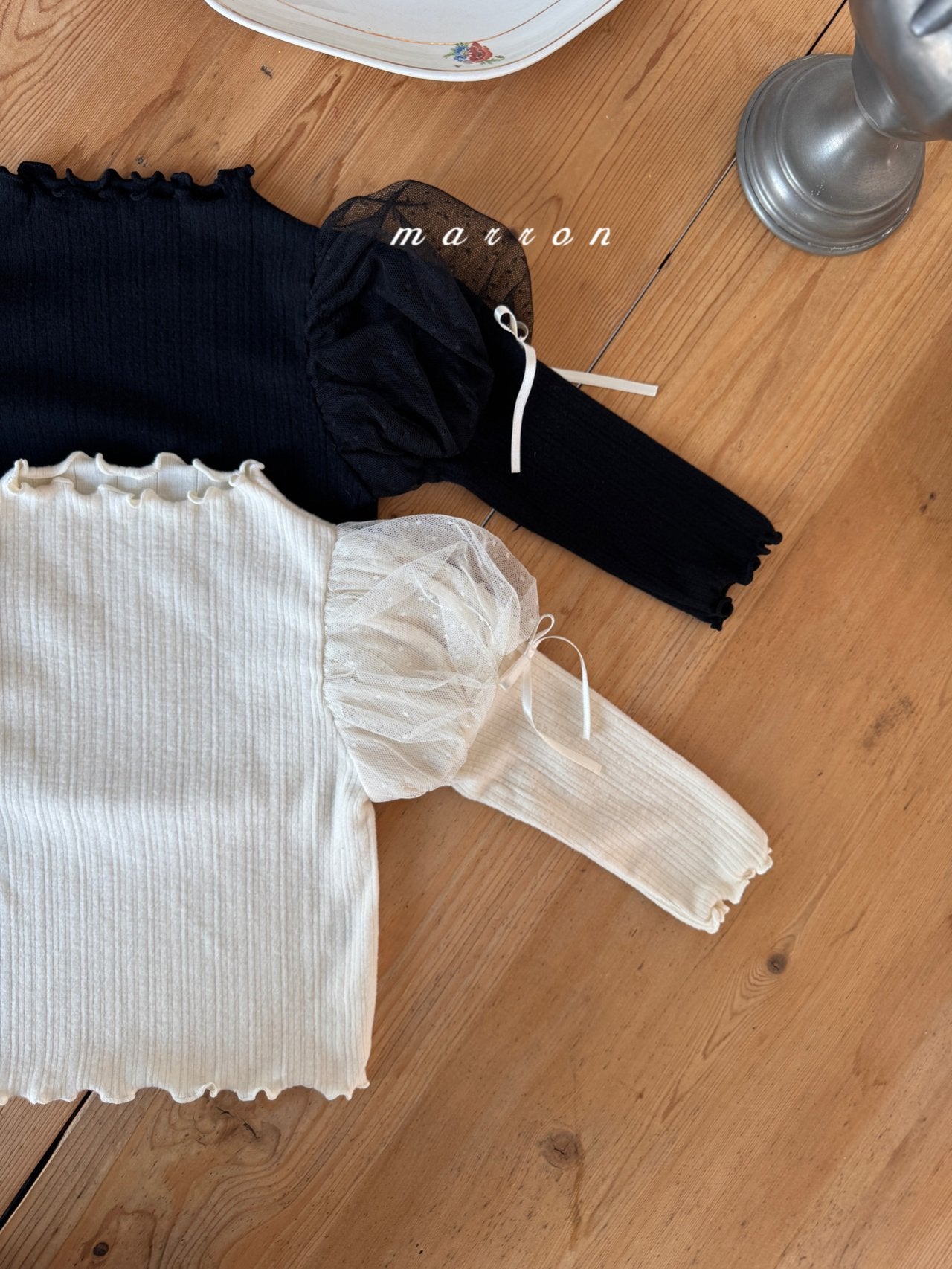 ［marron］Dot shasha ribbon tee