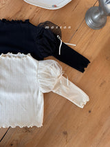 ［marron］Dot shasha ribbon tee