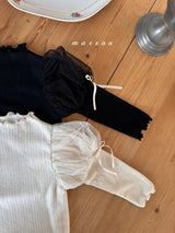 ［marron］Dot shasha ribbon tee