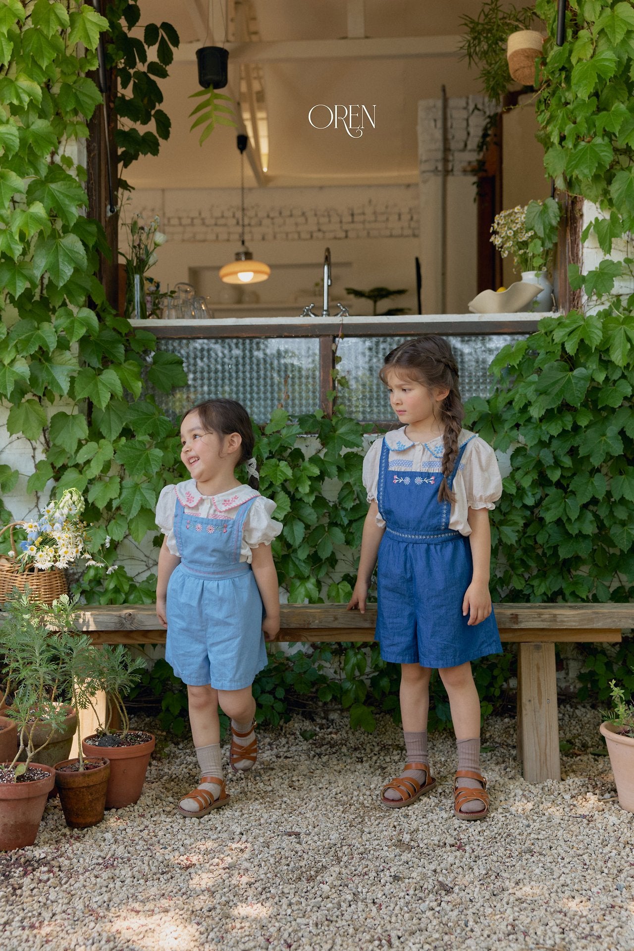 ［OREN］Soleil denim short overalls