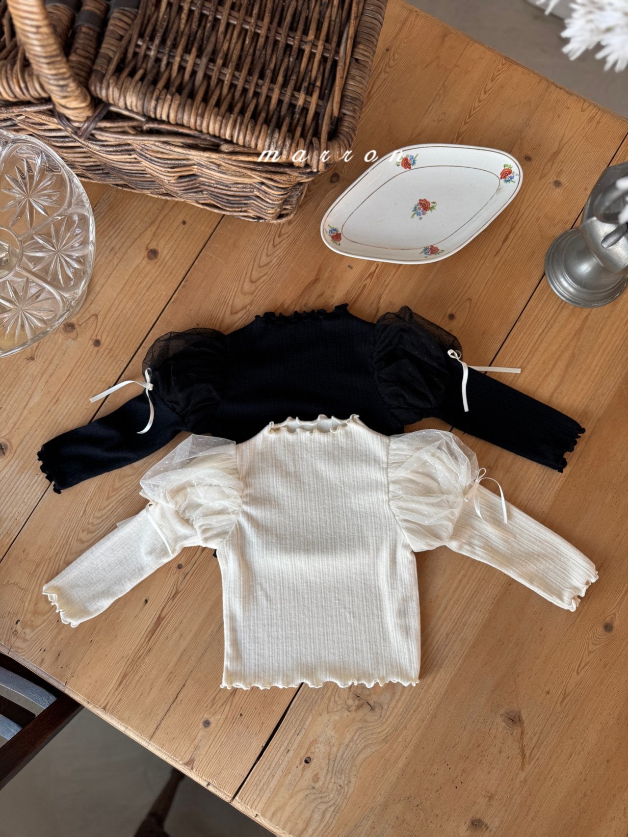 ［marron］Dot shasha ribbon tee