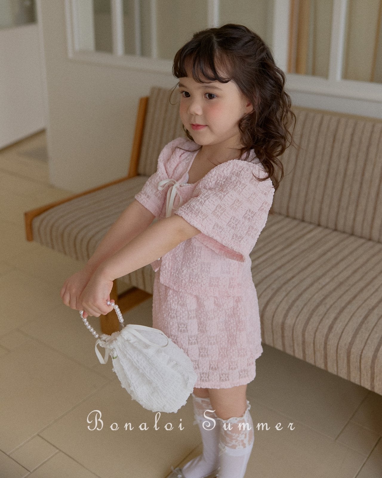 ［Bonaloi］Lace puff bolero set up
