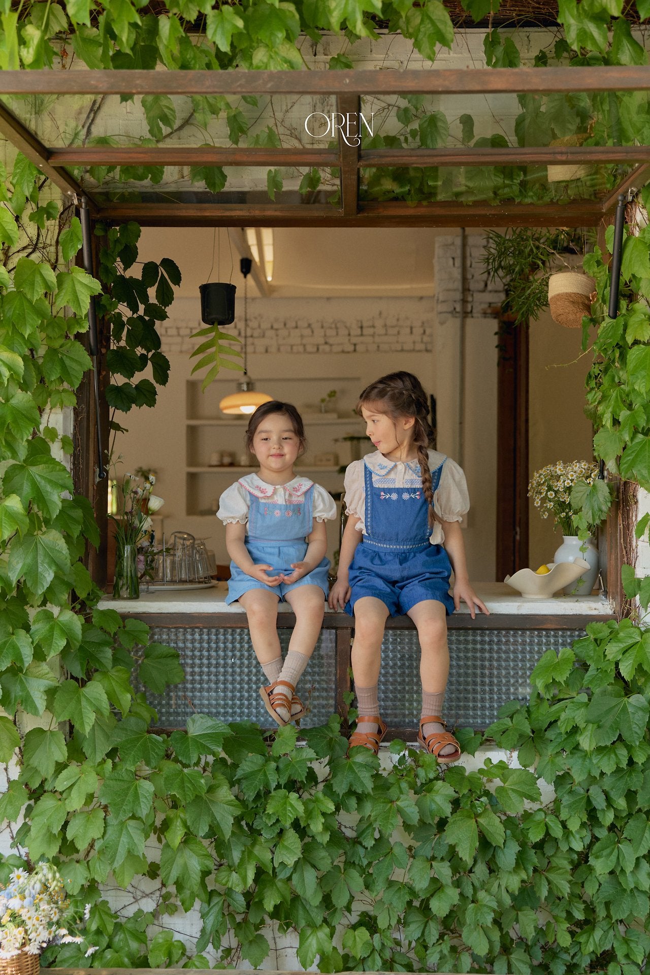 ［OREN］Soleil denim short overalls