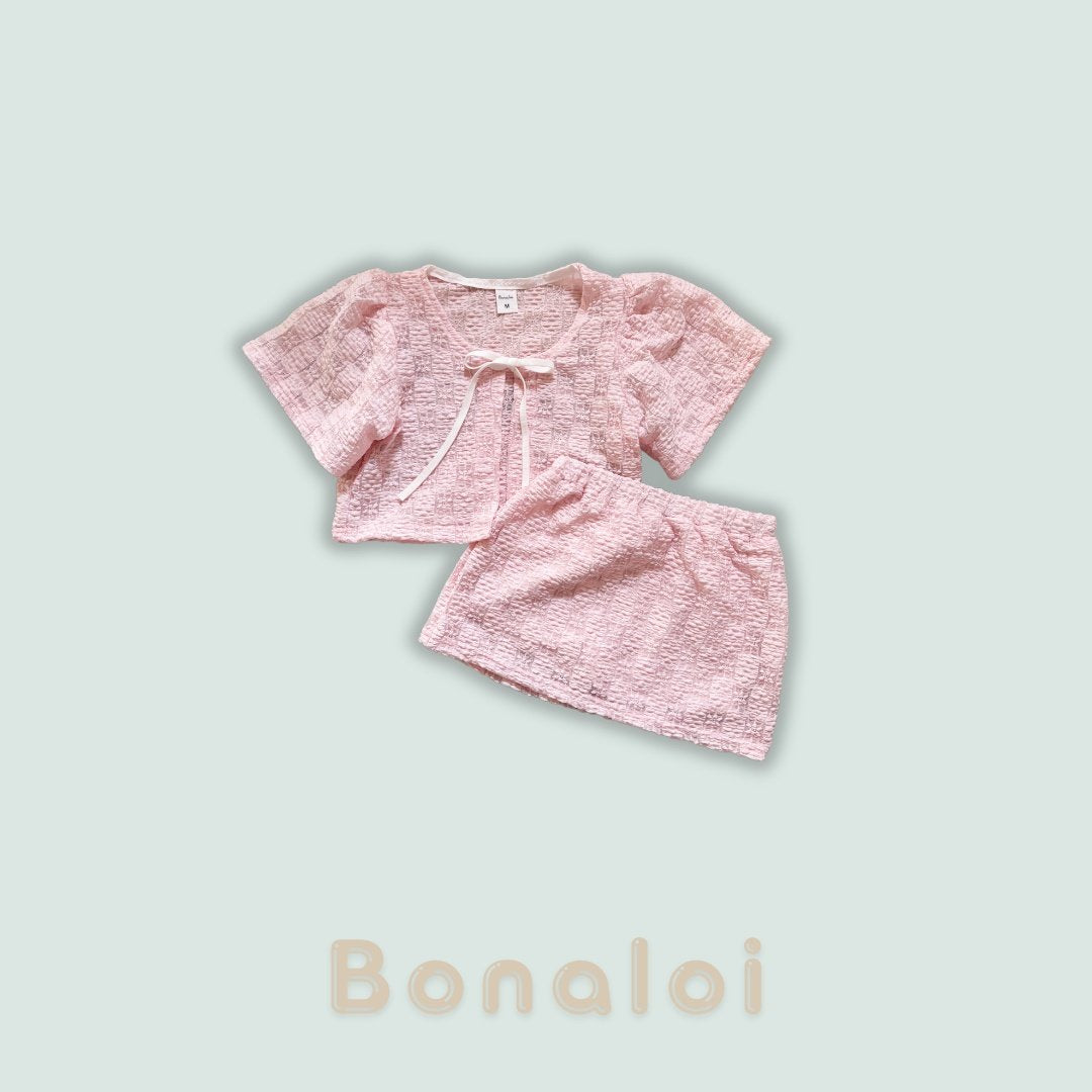 ［Bonaloi］Lace puff bolero set up
