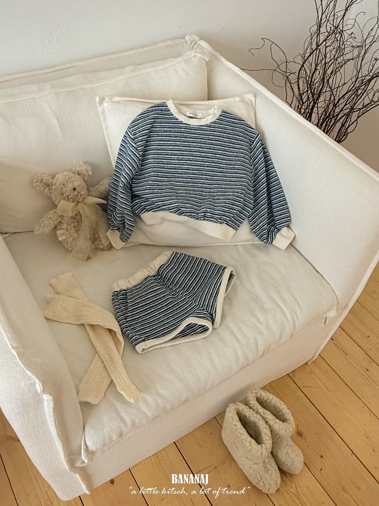 ［BANANAJ］Knit stripe pants