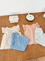 ［ohho］Madeleine flower wing blouse