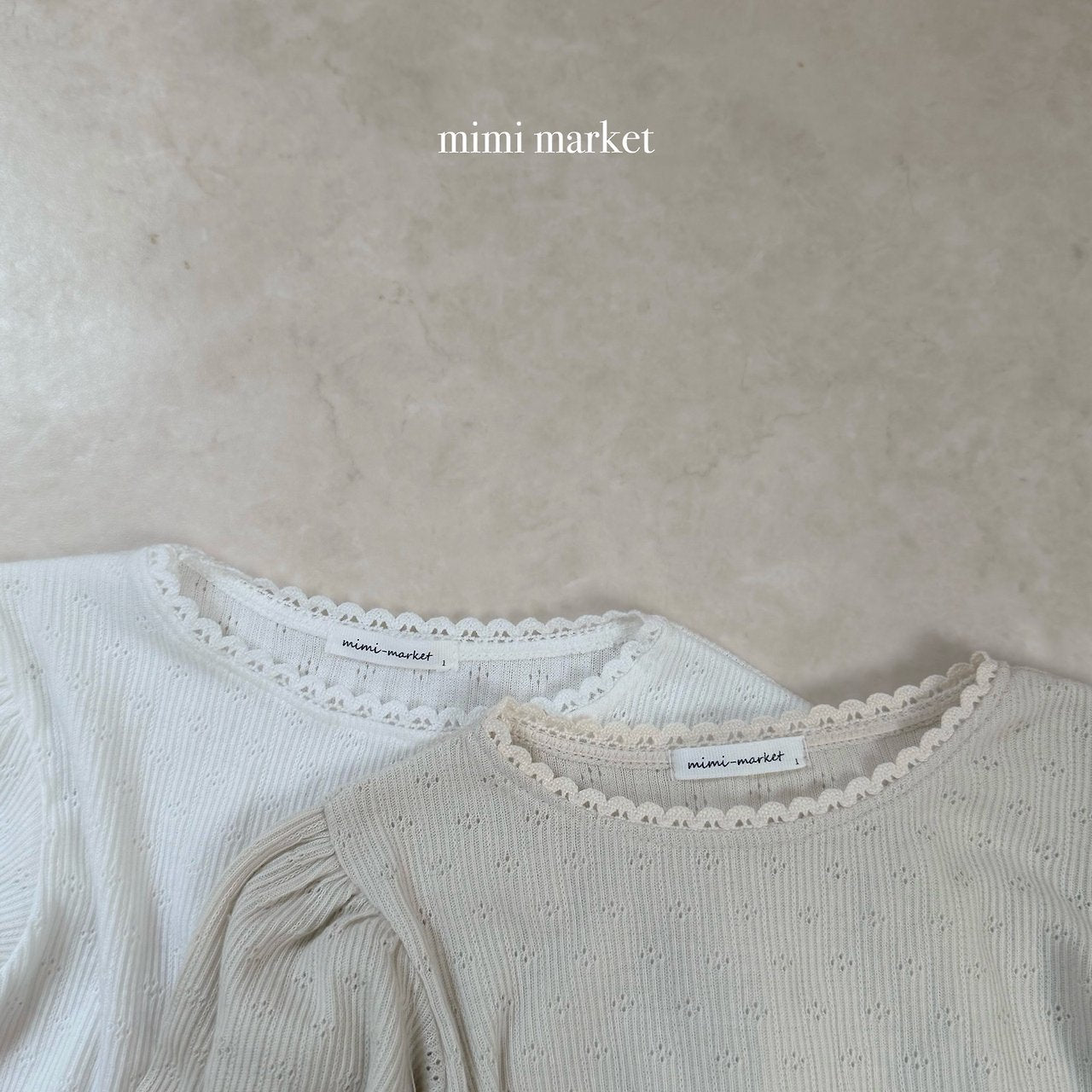 ［mimi market］Eyelet lace puff tops