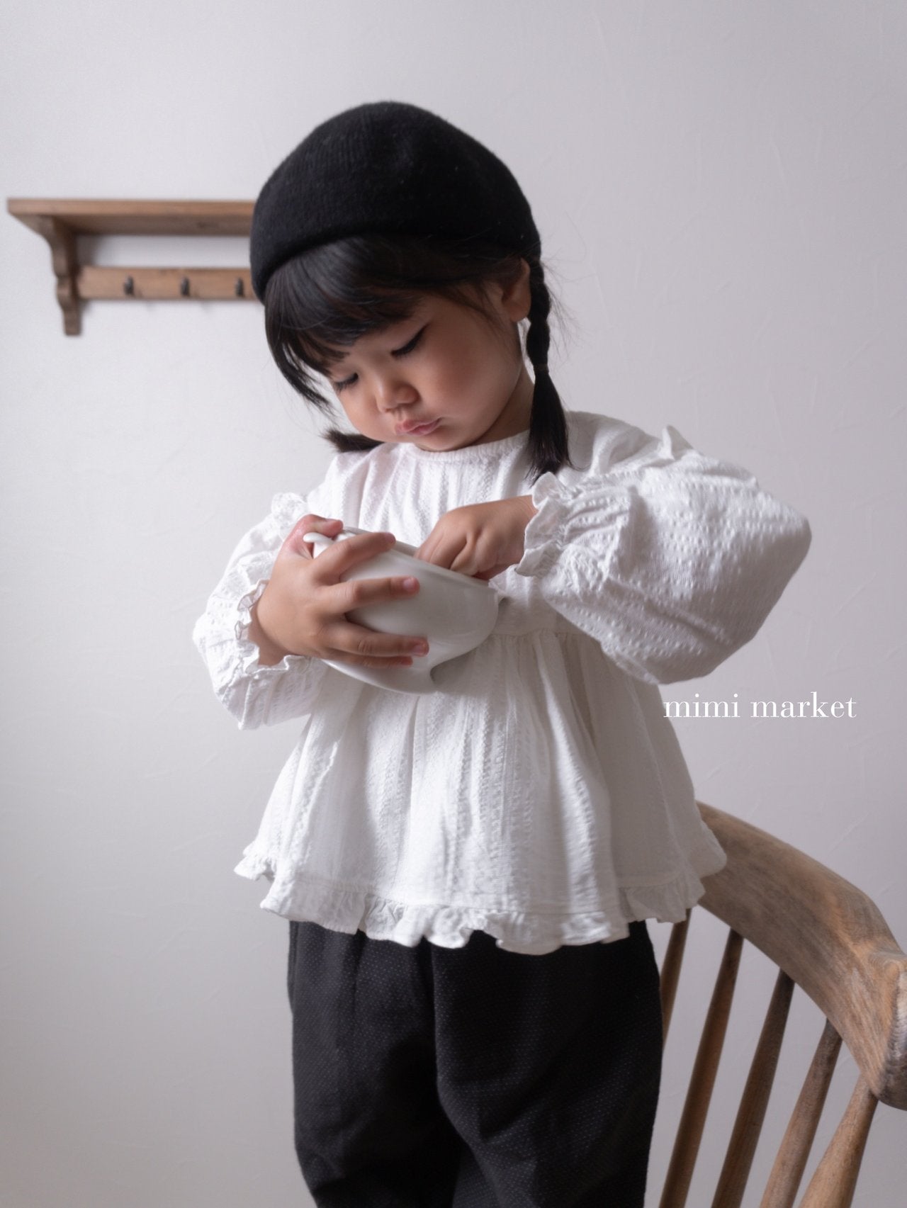 ［mimi market］Shoulder frill blouse