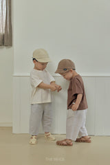 ［The beige］Baggy stripe 8-length pants