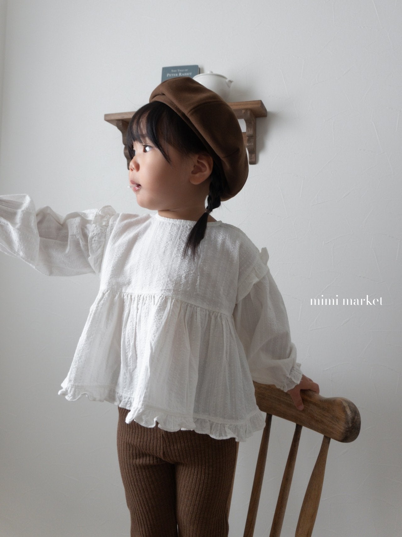 ［mimi market］Shoulder frill blouse