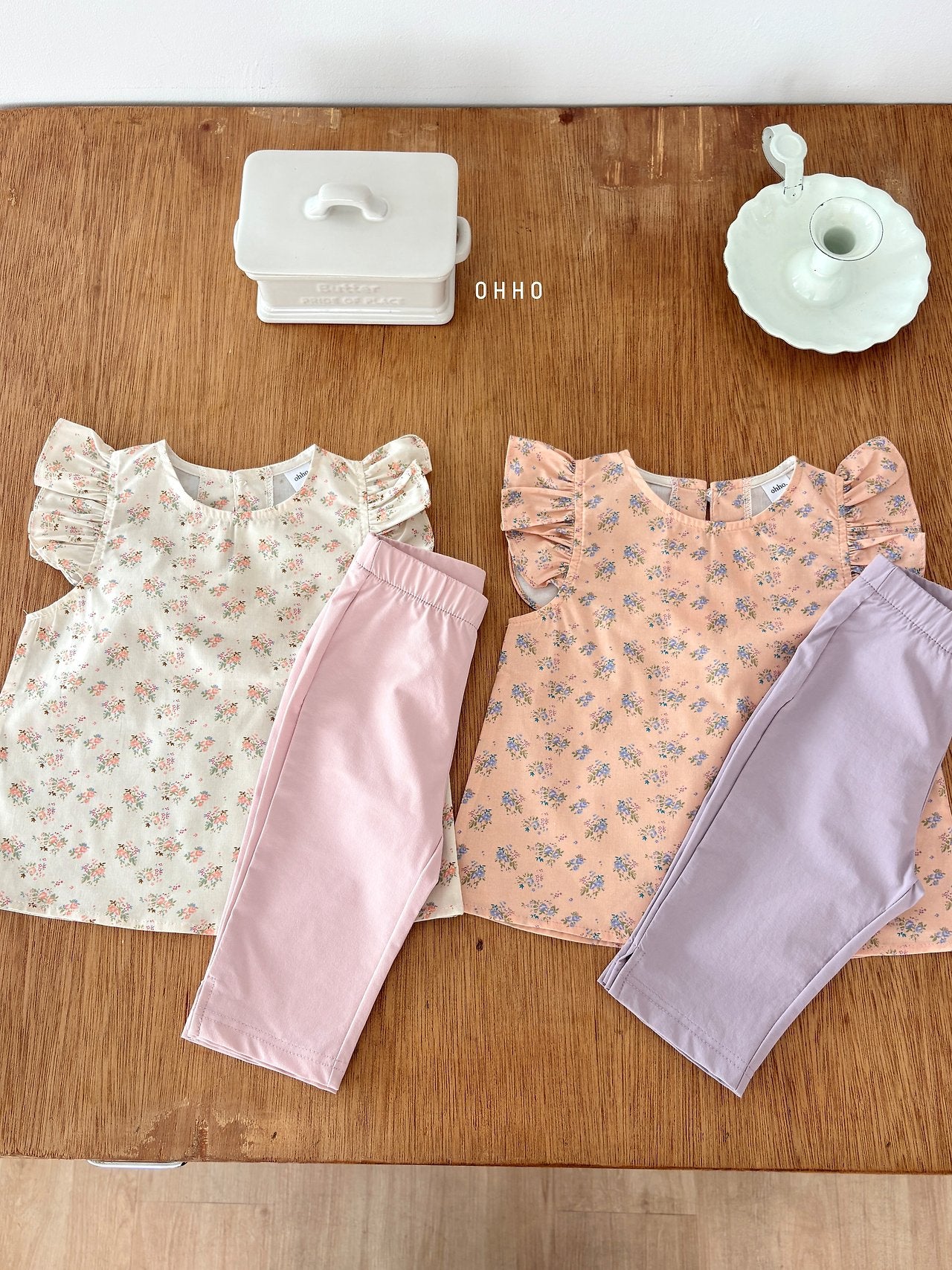 ［ohho］Madeleine flower wing blouse