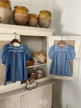 ［OREN］Jardin blue one-piece